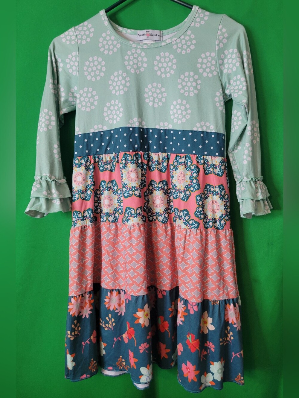 Sz 8 Adorable Sweetness Zulily Pink Floral Ruffled Tiered Dress Summer Geometric